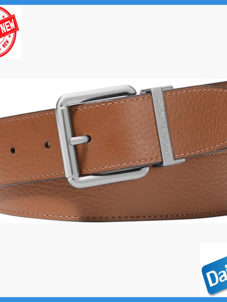 Men's 38mm Reversible Leather Belt, Adjustable Fit, Silver Buckle